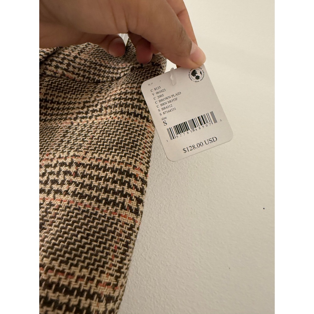 NWT Free People x Tricia Fix Brown Plaid Repurposed Vintage Shorts Small Y2K - Picture 6 of 7